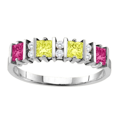 Echo  2-6 Princess Cut Stones Ring With Accents - The Name Jewellery™