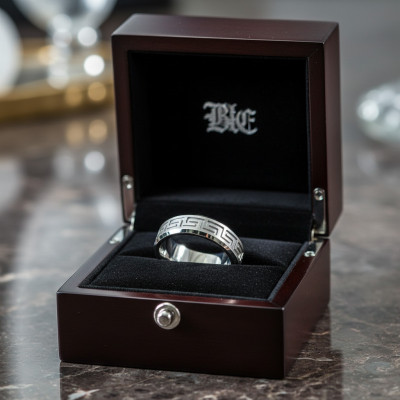 Greek Key Eternity Grooved Men's Ring - The Name Jewellery™