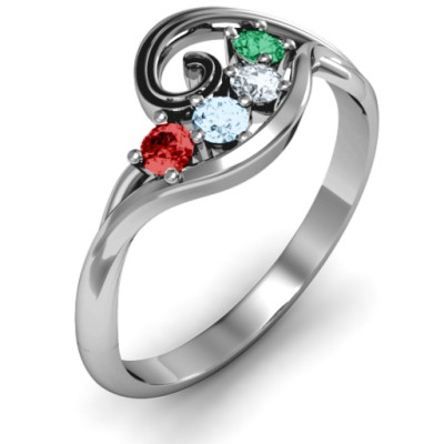 3 - 8 Stone Swirl Ring - The Name Jewellery™