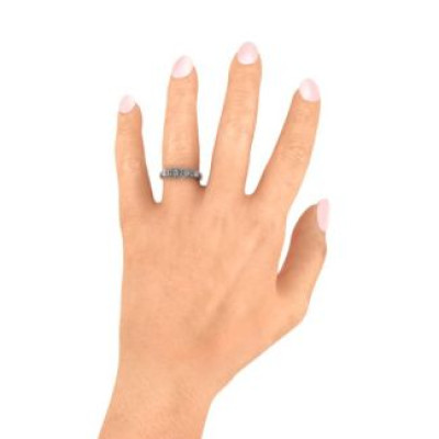 3-6 Stone Circular Half Bezel and Twin Accent Ring - The Name Jewellery™