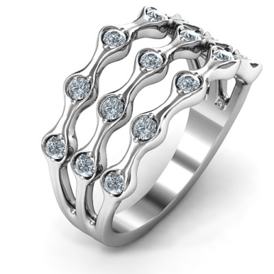 3 Row Fashion Wave Ring - The Name Jewellery™