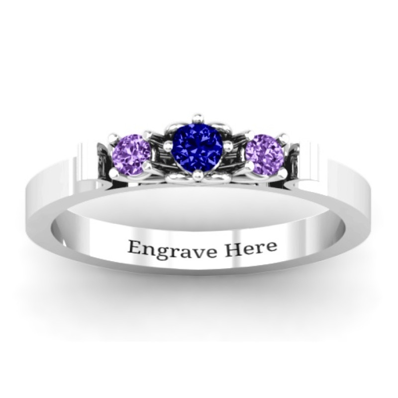 Sterling Silver Single Stone Birthstone Name Bar Ring | Eve's Addiction