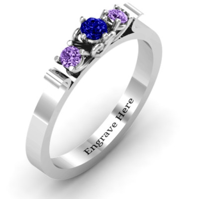 3-Stone Ring with Heart Gallery - The Name Jewellery™