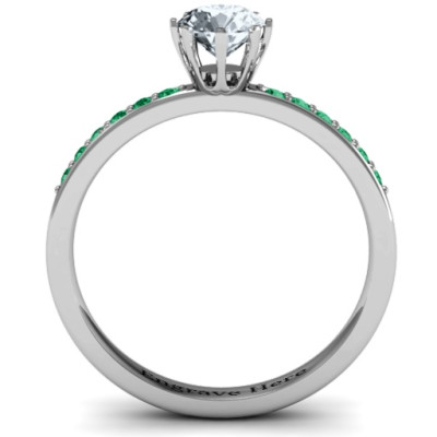 8 Prong Solitaire Set Ring with Twin Channel Accent Rows - The Name Jewellery™