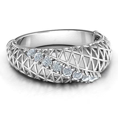 9 Stone Geometric Mesh Ring - The Name Jewellery™
