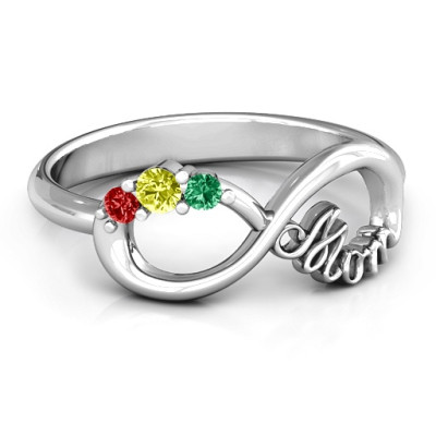 Mom's Infinite Love Ring with 2-10 Stones and 3 Cubic Zirconias Stones - The Name Jewellery™