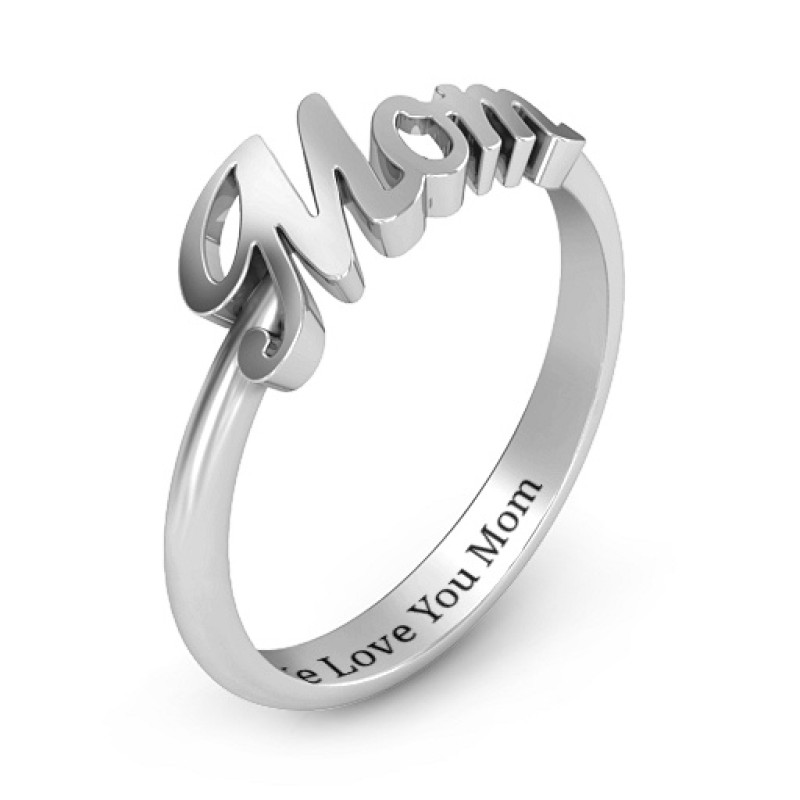 Personalized Mom Ring Womens Sterling Silver Childrens Names Ring Stacking  Skinny Rings Kids Names