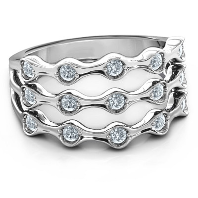 Alternating Stone Fashion Wave Ring - The Name Jewellery™