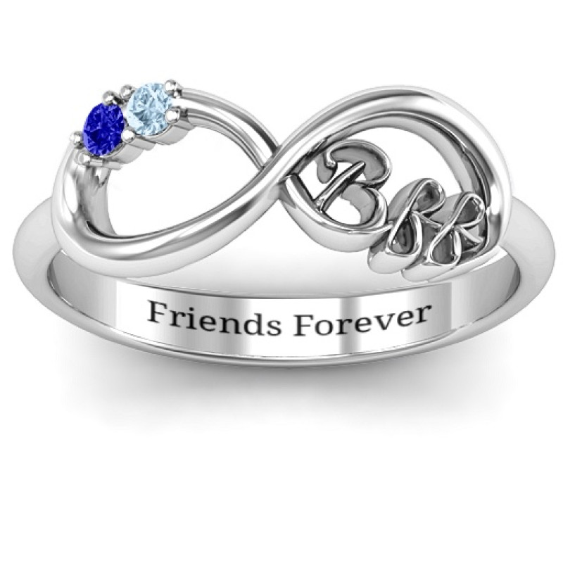 Solid Sterling Silver 925 Best Friend Forever Double Infinity Friendship Ring