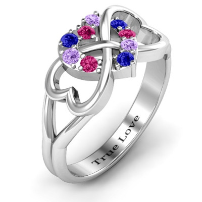 Birthstone Triple Heart Infinity Ring - The Name Jewellery™