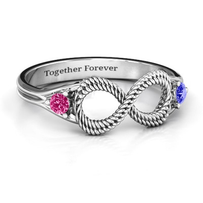 Braided Infinity Ring with Two Stones - The Name Jewellery™