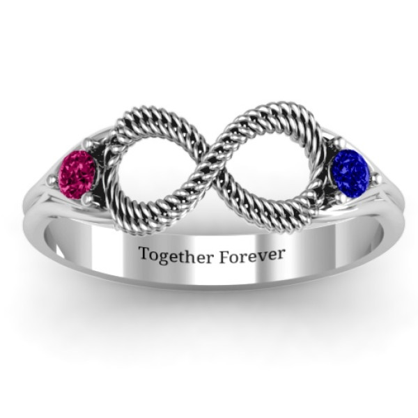 Braided Infinity Ring with Two Stones - The Name Jewellery™