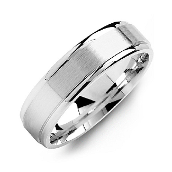 Brushed Centre Men's Ring with Polished Edges - The Name Jewellery™