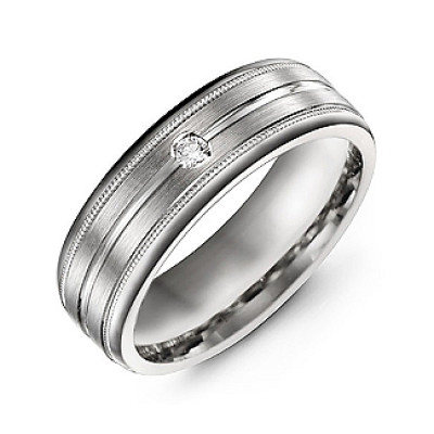 Brushed Layer Men's Ring with Milgrain Edges - The Name Jewellery™