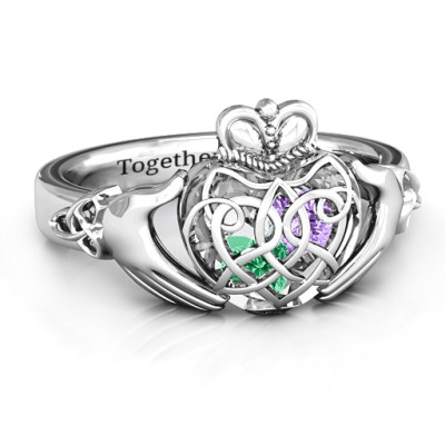 Caged Hearts Celtic Claddagh Ring - The Name Jewellery™