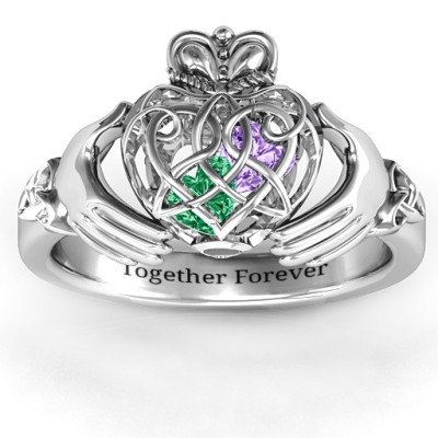 Caged Hearts Celtic Claddagh Ring - The Name Jewellery™