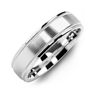 Classic Brush Milgrain Men's Ring - The Name Jewellery™