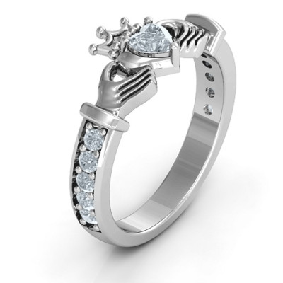 Classic Claddagh Heart Cut Ring with Accents - The Name Jewellery™