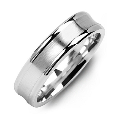 Classic Contoured Men's Ring with Brushed Centre - The Name Jewellery™