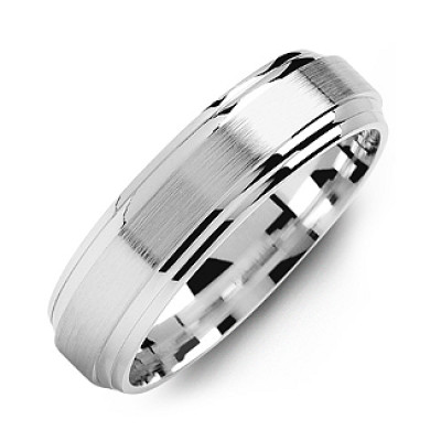 Classic Two-Line Milled-Brush Men's Ring - The Name Jewellery™
