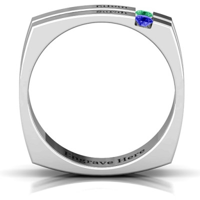 Crevice Grooved Square-shaped Gemstone Men's Ring - The Name Jewellery™