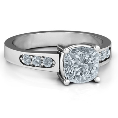 Cushion Cut Solitaire with Accents Ring - The Name Jewellery™