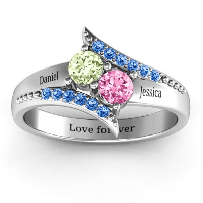 Diagonal Dream Ring With Round Stones - The Name Jewellery™