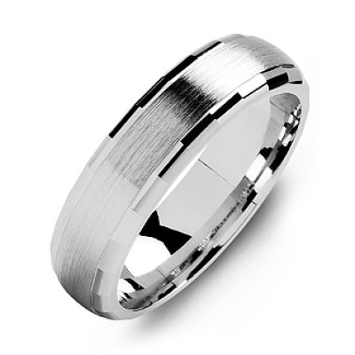 Dome-Shaped Brushed Men's Ring with Baguette Edges - The Name Jewellery™