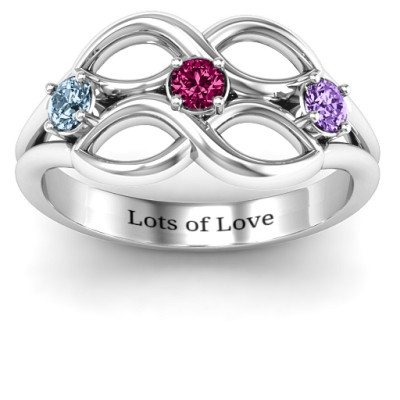 Double Infinity Ring with Triple Stones - The Name Jewellery™
