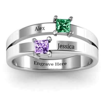Double Princess Cut Ring - The Name Jewellery™