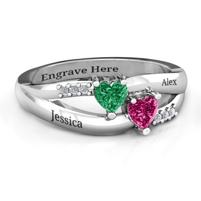 Dual Hearts with Accents Ring - The Name Jewellery™