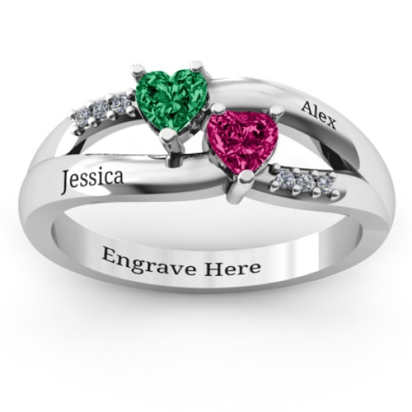 Dual Hearts with Accents Ring - The Name Jewellery™
