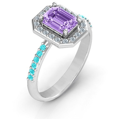 Emerald Cut Cocktail Ring with Halo - The Name Jewellery™