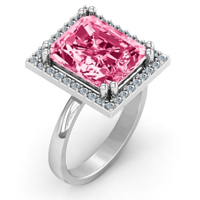 Emerald Cut Statement Ring with Halo - The Name Jewellery™