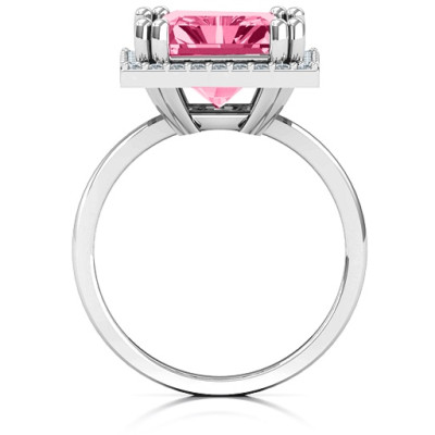 Emerald Cut Statement Ring with Halo - The Name Jewellery™