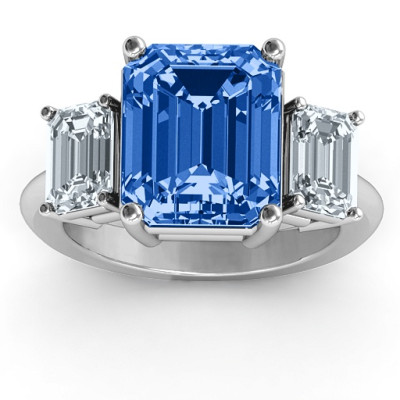 Emerald Cut Trinity Ring - The Name Jewellery™