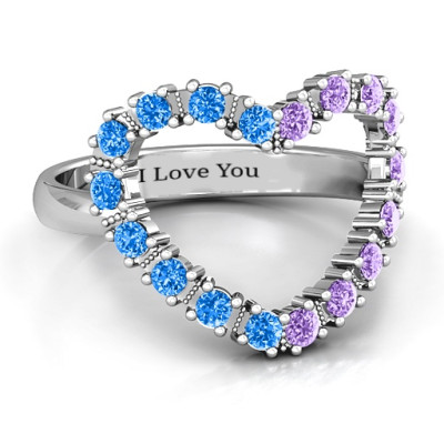 Floating Heart with Stones Ring - The Name Jewellery™