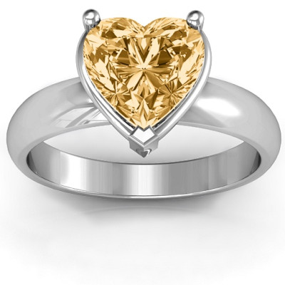 Heart Stone in a Double Gallery Setting Ring - The Name Jewellery™