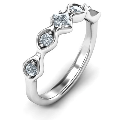 Infinite Wave with Princess Cut Centre Stone Ring - The Name Jewellery™