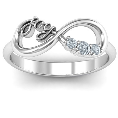 Joy Infinity Ring with 3 Stones - The Name Jewellery™