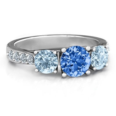 Majestic Three Stone Eternity Ring with Accents - The Name Jewellery™