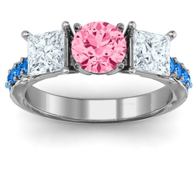 Majestic Three Stone Eternity with Twin Accents Ring - The Name Jewellery™