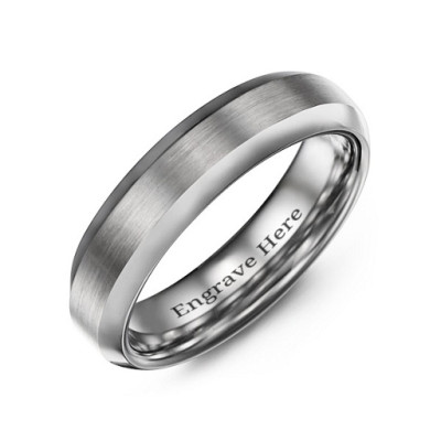 Men's Brushed Centre Polished Tungsten Ring - The Name Jewellery™
