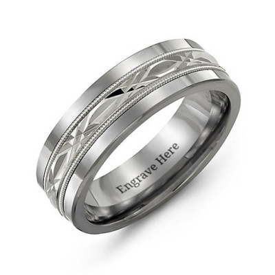 Men's Cut Out XO Centre Tungsten Band Ring - The Name Jewellery™