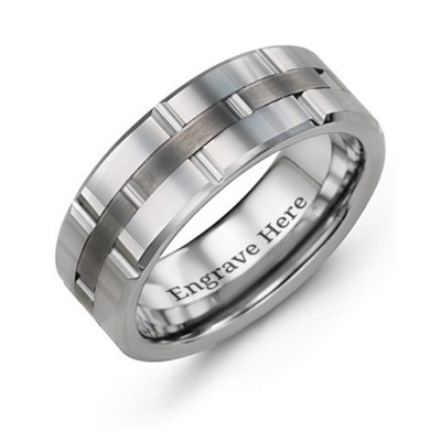 Men's Grooved Layers Tungsten Ring - The Name Jewellery™