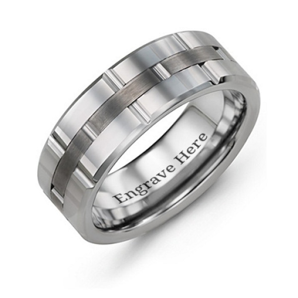 Men's Grooved Layers Tungsten Ring - The Name Jewellery™