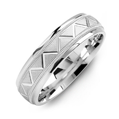 Men's Milgrain Ring with Zig-Zag Pattern - The Name Jewellery™