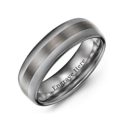 Men's Polished Brushed Centre Tungsten Ring - The Name Jewellery™