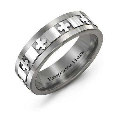 Men's Polished Crosses Tungsten Band Ring - The Name Jewellery™