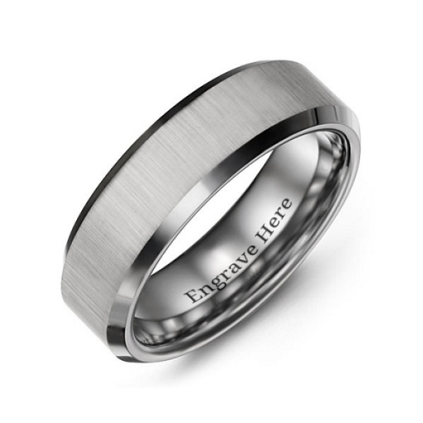 Men's Satin Finish Centre Polished Tungsten Ring - The Name Jewellery™